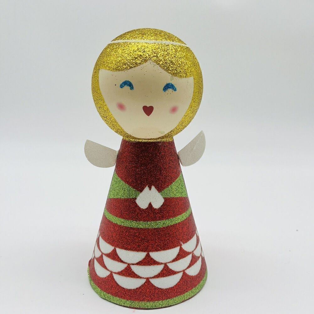 Glitter Angel Chunky 8.5” Glitter Holiday Christmas Figurine Piece Display Girl